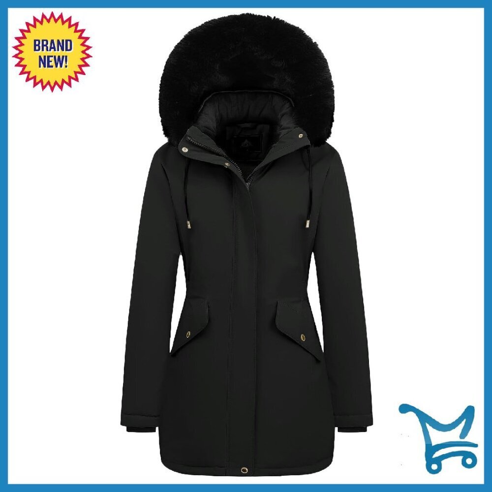 Women's Long Winter Down Coat Fleece Lined Parka Puffer Jacket Detachable Hood